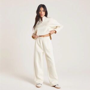 Women's Cream Track Pants & Jogger Set